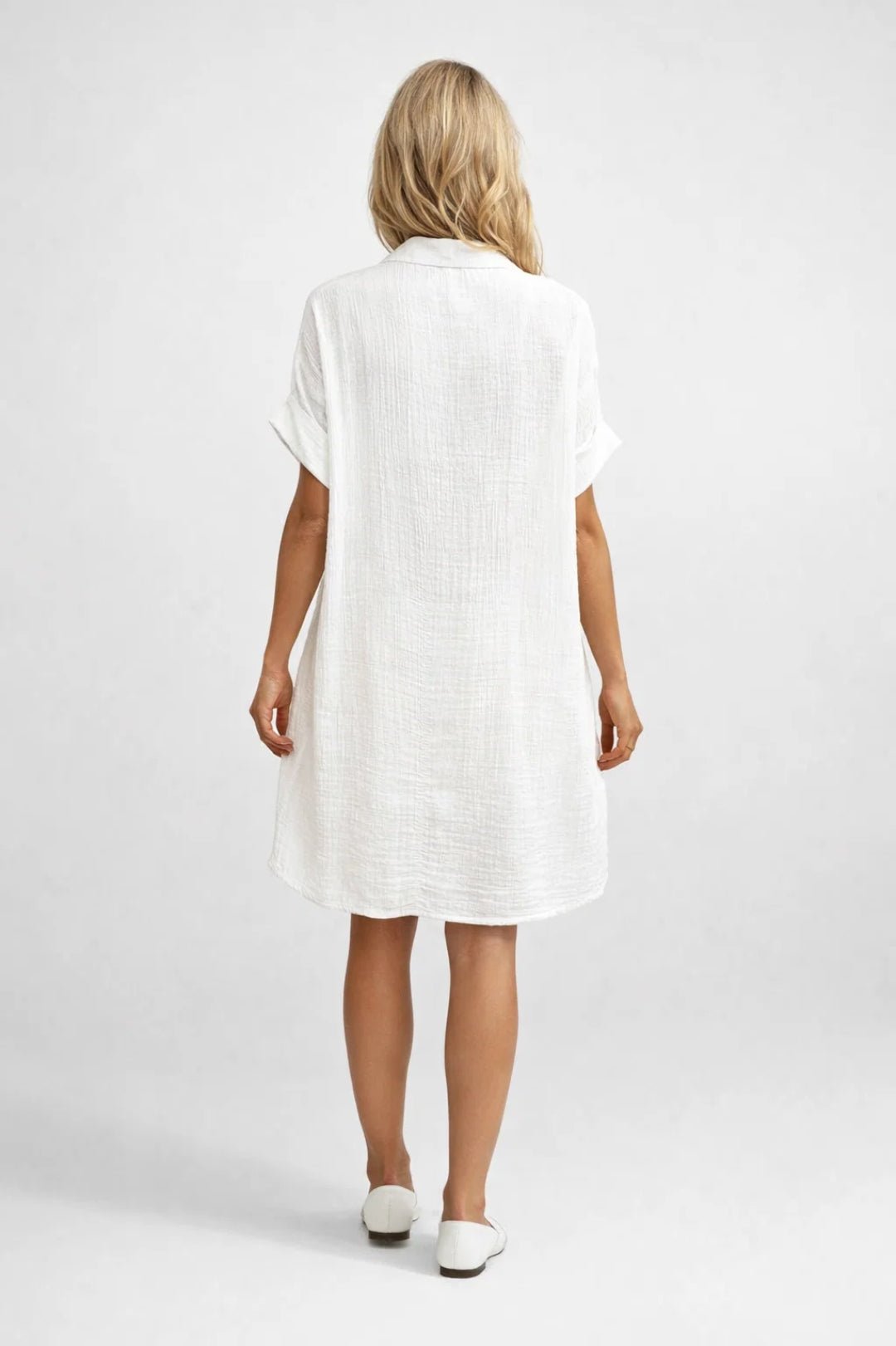 Sukienka koszulowa damska z kołnierzykiem - Arkadya Outlet - Women Midi Dress