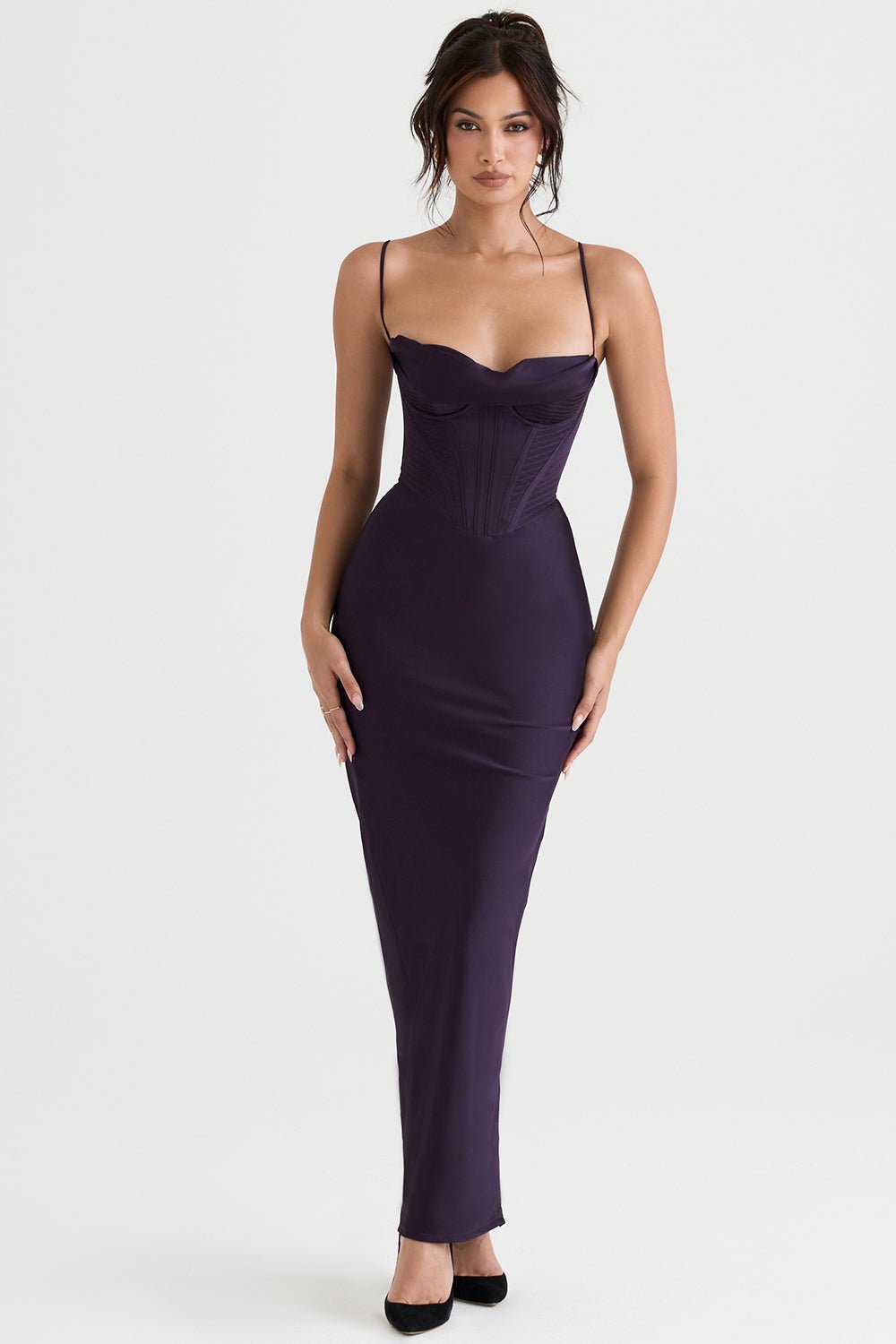 Sukienka maxi gorsetowa bez rękawów - Arkadya Outlet - Women Maxi Dress