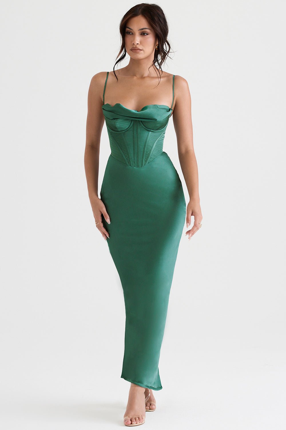 Sukienka maxi gorsetowa bez rękawów - Arkadya Outlet - Women Maxi Dress