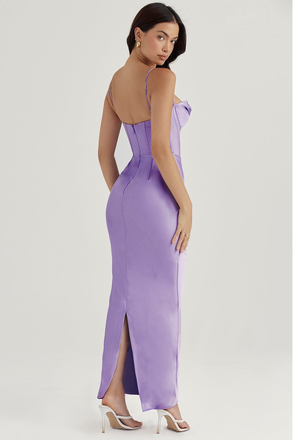 Sukienka maxi gorsetowa bez rękawów - Arkadya Outlet - Women Maxi Dress