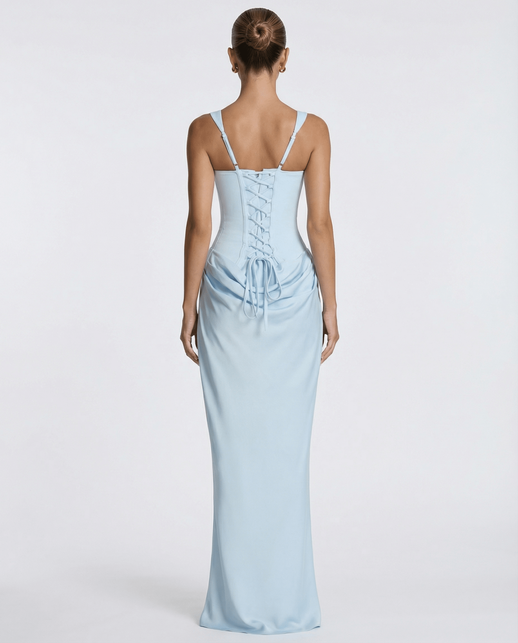 Sukienka maxi gorsetowa z drapowaniem - Arkadya Outlet - Women Maxi Dress