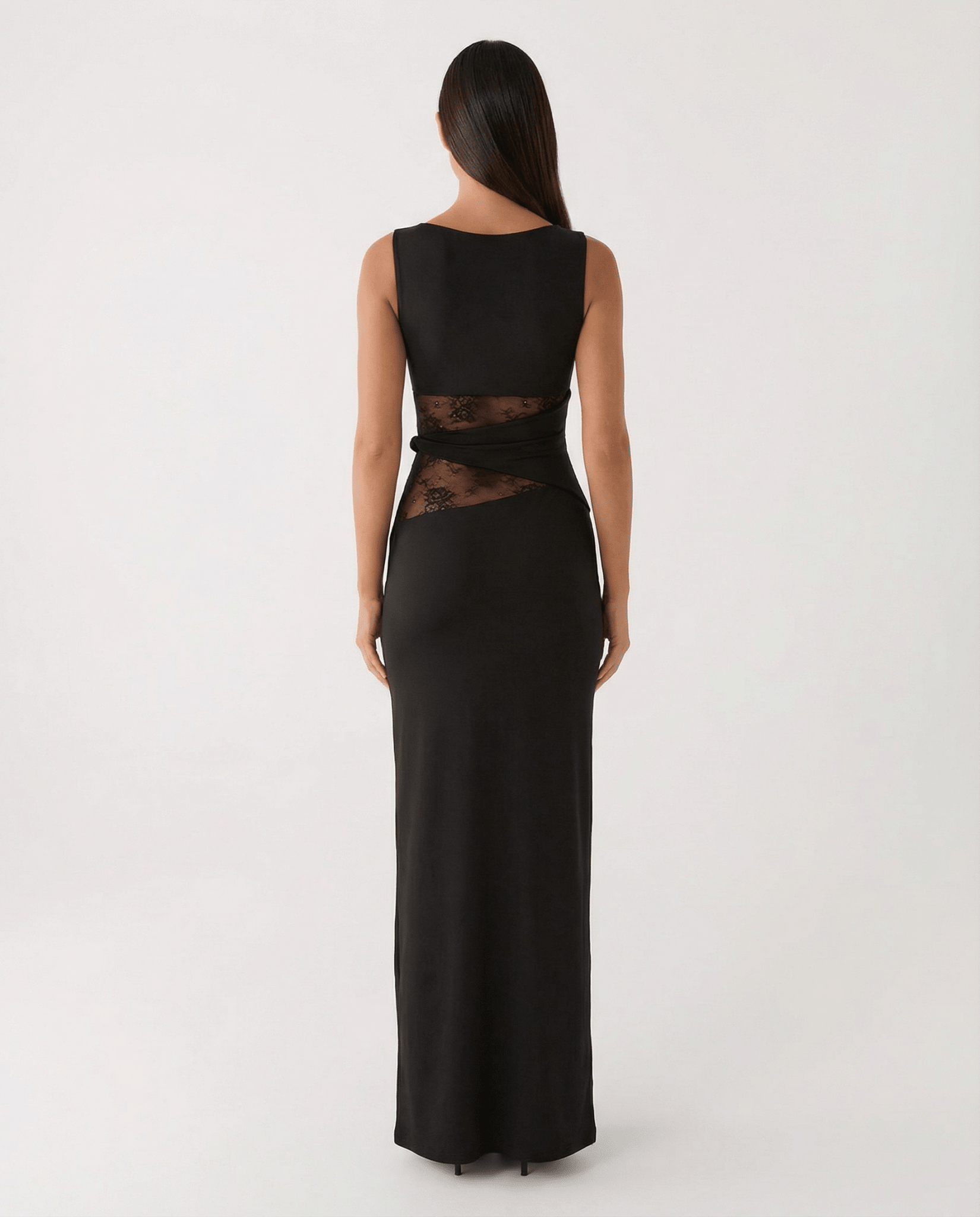 Sukienka maxi koronkowa dopasowana - Arkadya Outlet - Women Maxi Dress