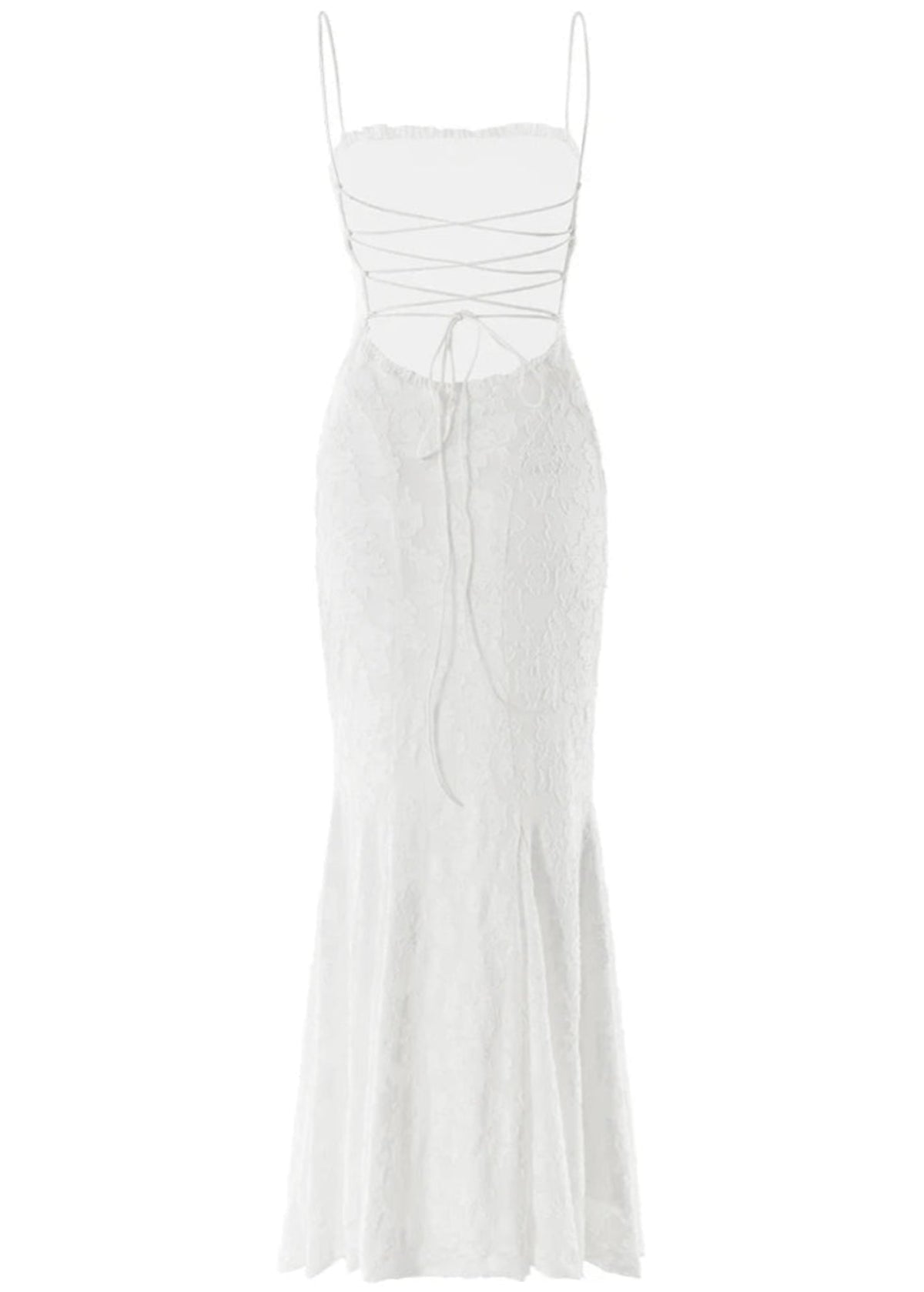 Sukienka maxi koronkowa na ramiączkach - Arkadya Outlet - Women Maxi Dress
