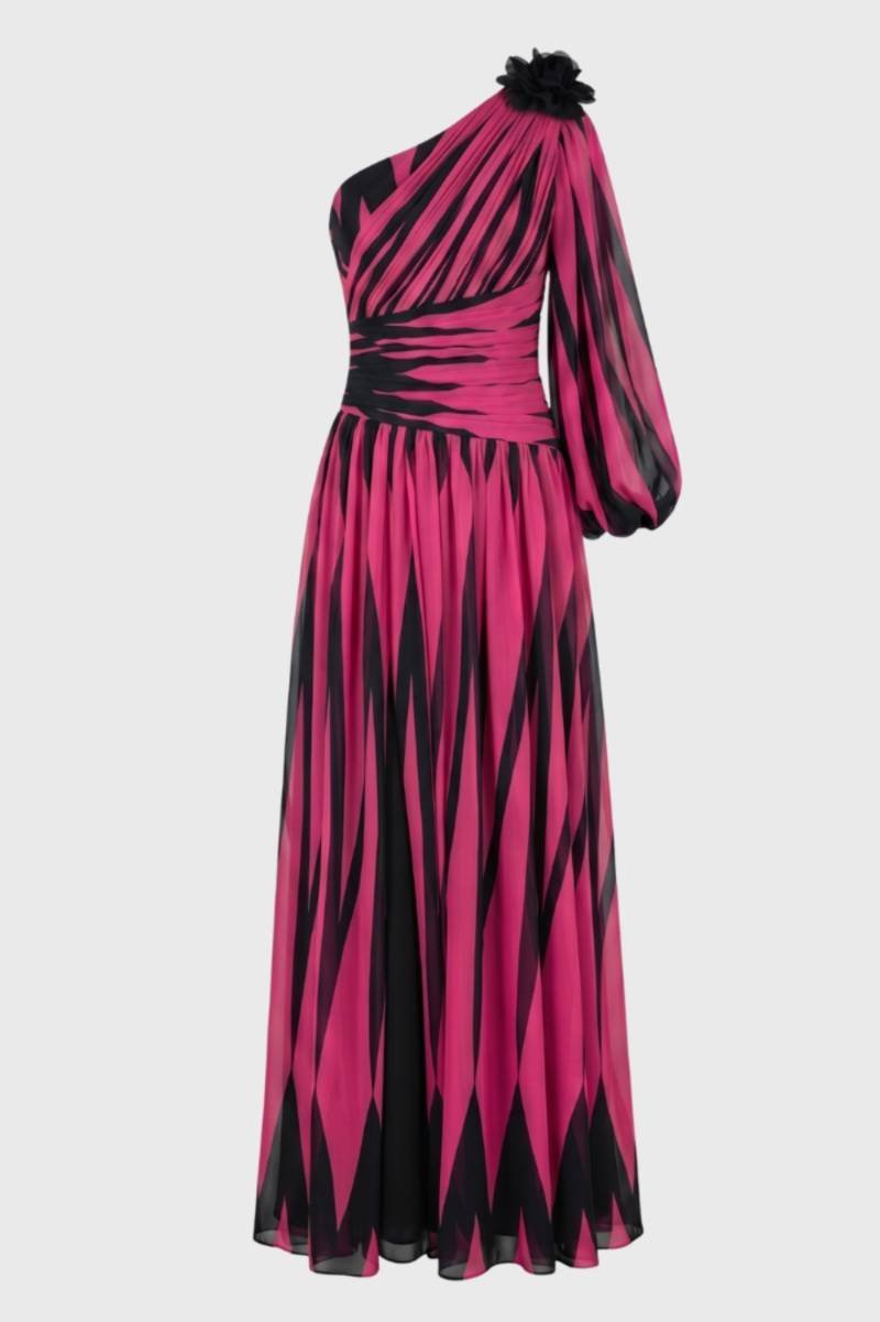 Sukienka maxi na jedno ramię z nadrukiem - Arkadya Outlet - Women Maxi Dress