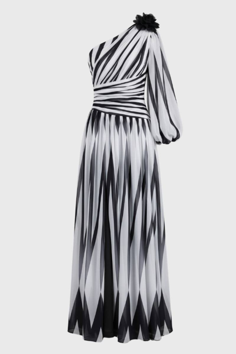 Sukienka maxi na jedno ramię z nadrukiem - Arkadya Outlet - Women Maxi Dress