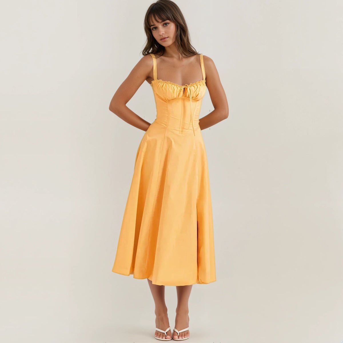 Sukienka midi gorsetowa rozkloszowana - Arkadya Outlet - Women Midi Dress
