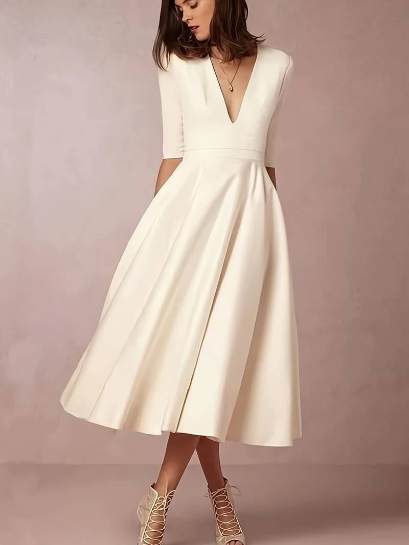 Sukienka midi gorsetowa rozkloszowana - Arkadya Outlet - Women Midi Dress