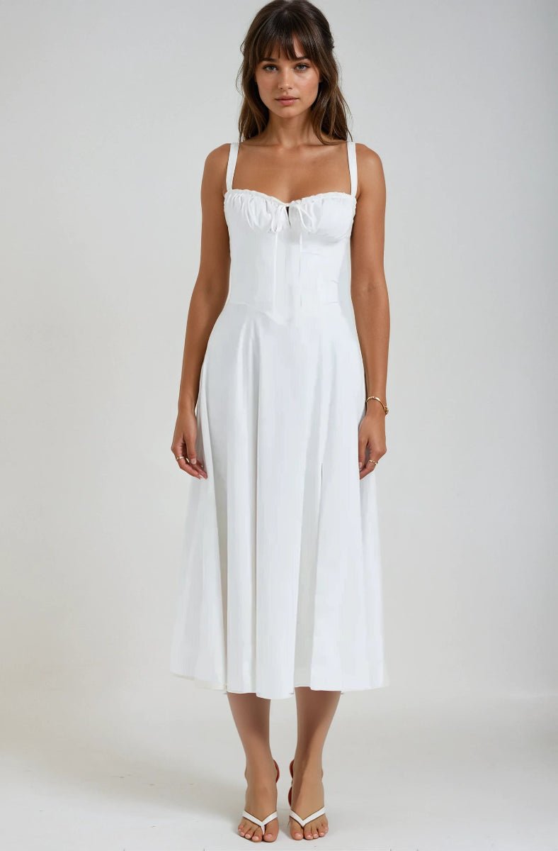 Sukienka midi gorsetowa rozkloszowana - Arkadya Outlet - Women Midi Dress