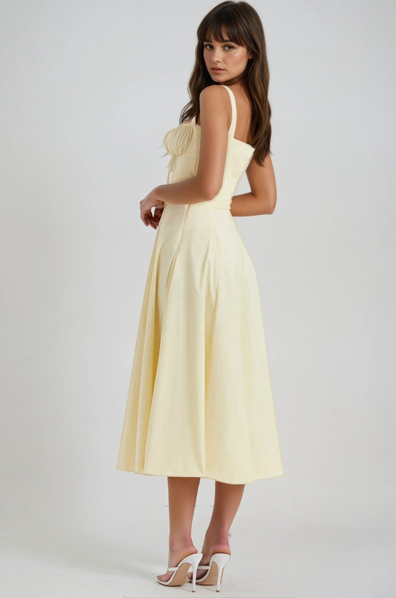 Sukienka midi gorsetowa rozkloszowana - Arkadya Outlet - Women Midi Dress