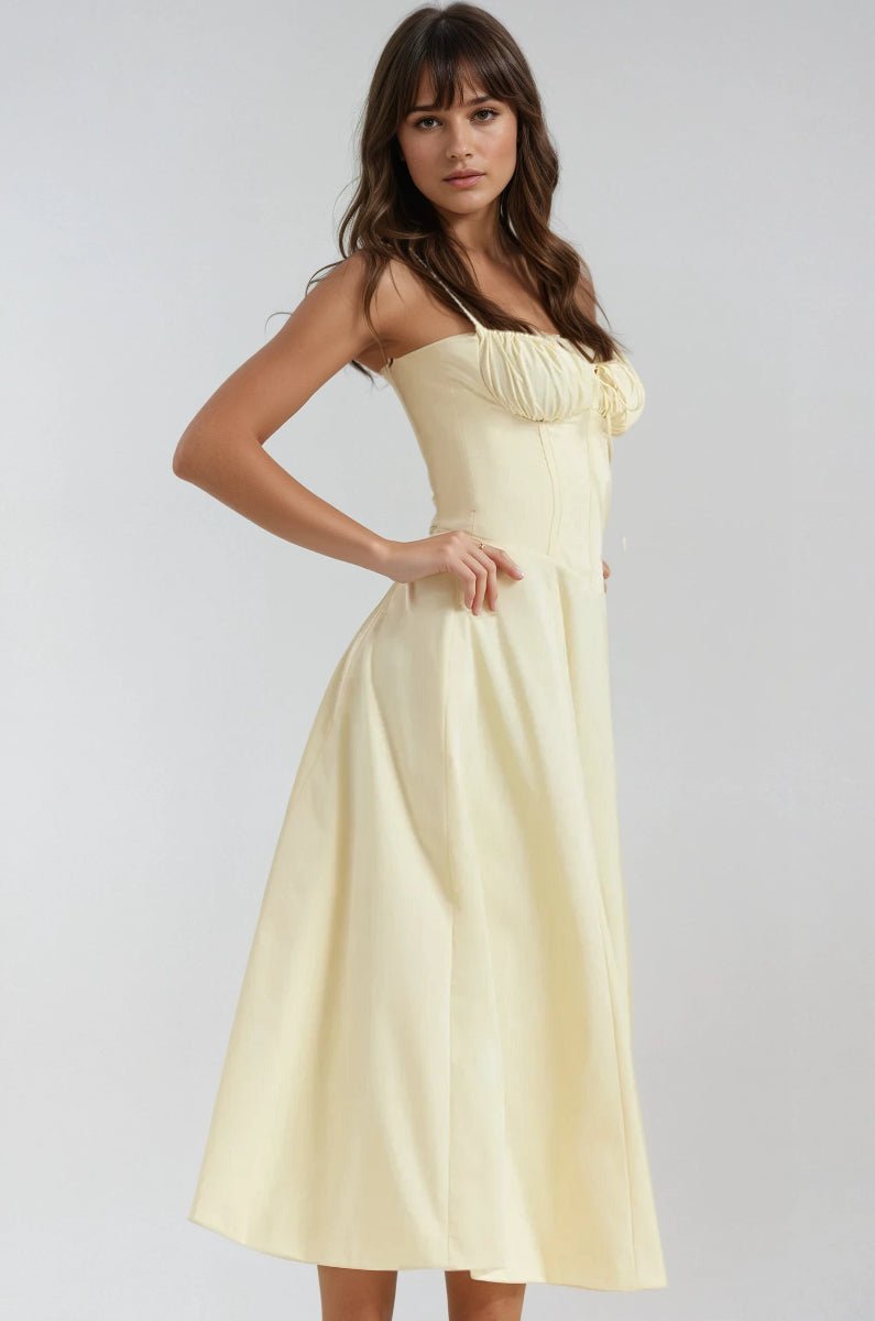 Sukienka midi gorsetowa rozkloszowana - Arkadya Outlet - Women Midi Dress