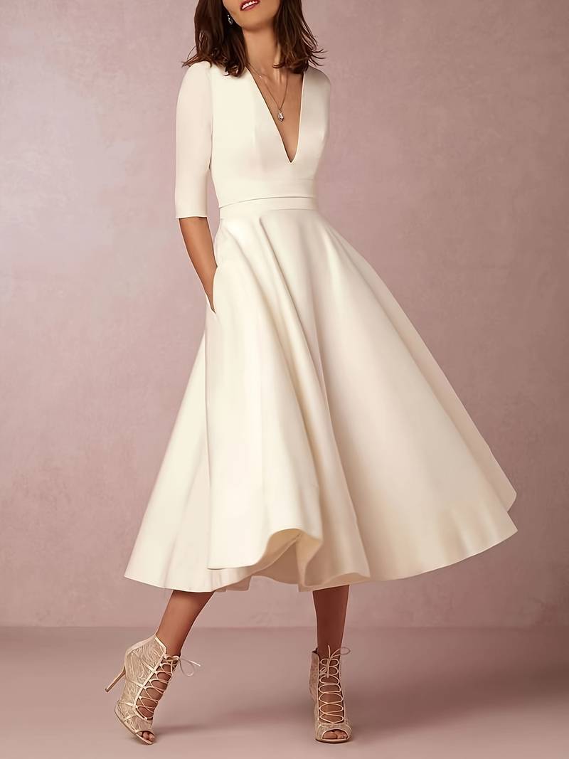 Sukienka midi gorsetowa rozkloszowana - Arkadya Outlet - Women Midi Dress