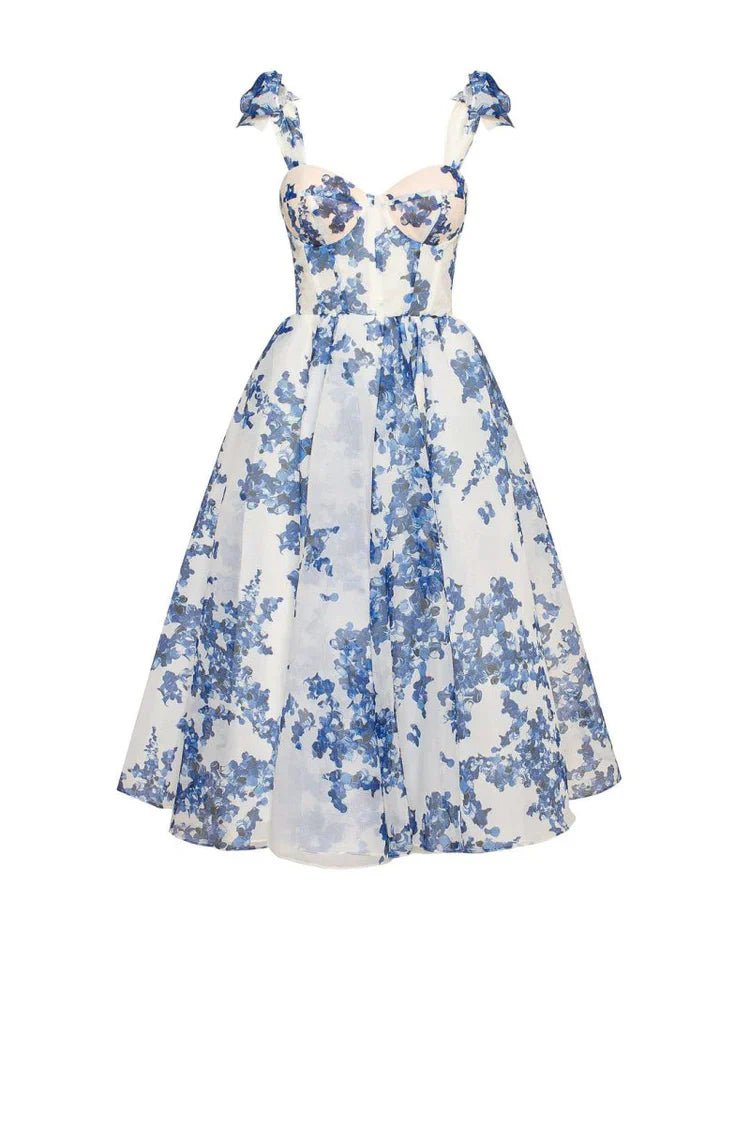Sukienka midi z dekoltem w serce i gorsetowym tyłem - Arkadya Outlet - Women Midi Dress