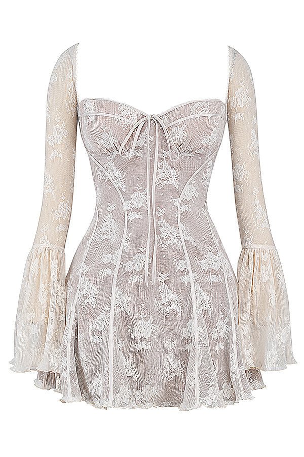 Sukienka mini gorsetowa z koronką - Arkadya Outlet - Women Mini Dress