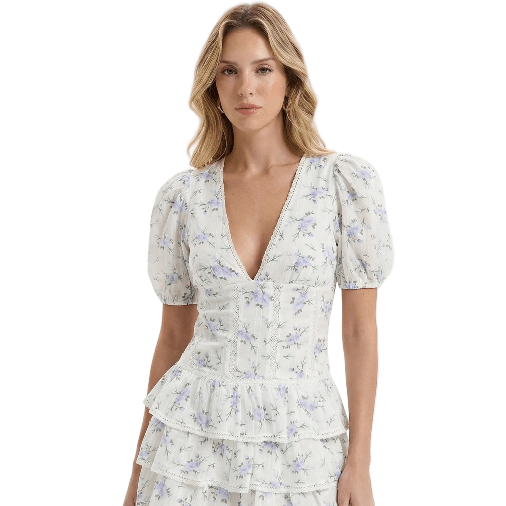 Sukienka mini z dekoltem w serek – konstrukcyjna forma - Arkadya Outlet - Women Mini Dress