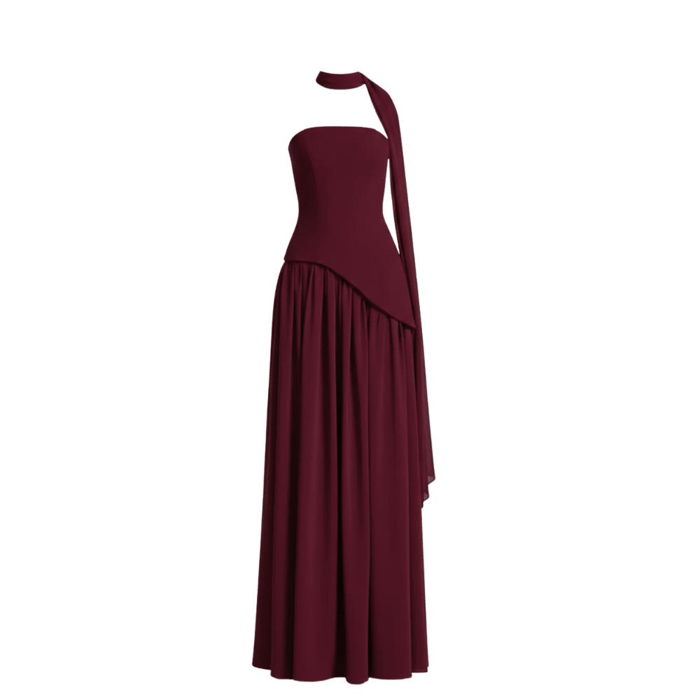 Sukienka wieczorowa damska maxi z gorsetem i rozkloszowaną spódnicą – długość do kostek - Arkadya Outlet - Women Maxi Dress