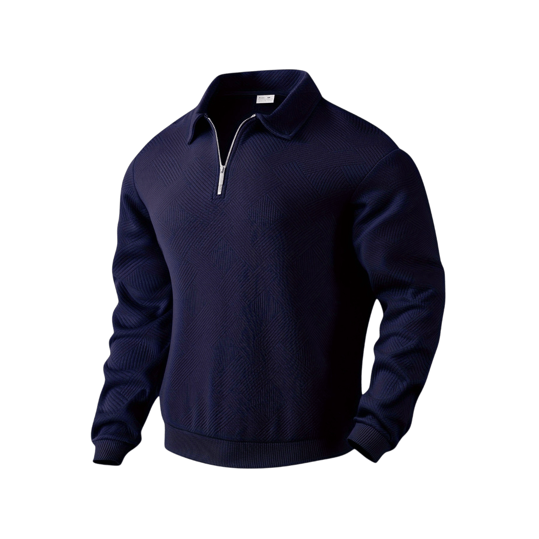 Sweter męski 1/4 zamek luźny krój długi rękaw dzianina - Arkadya Outlet - Men Sweater