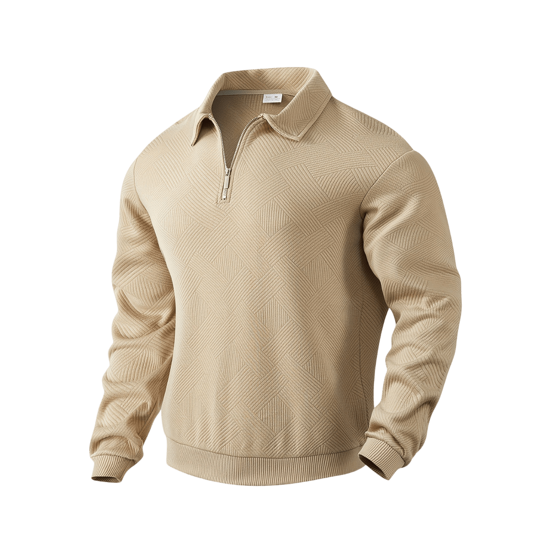 Sweter męski 1/4 zamek luźny krój długi rękaw dzianina - Arkadya Outlet - Men Sweater