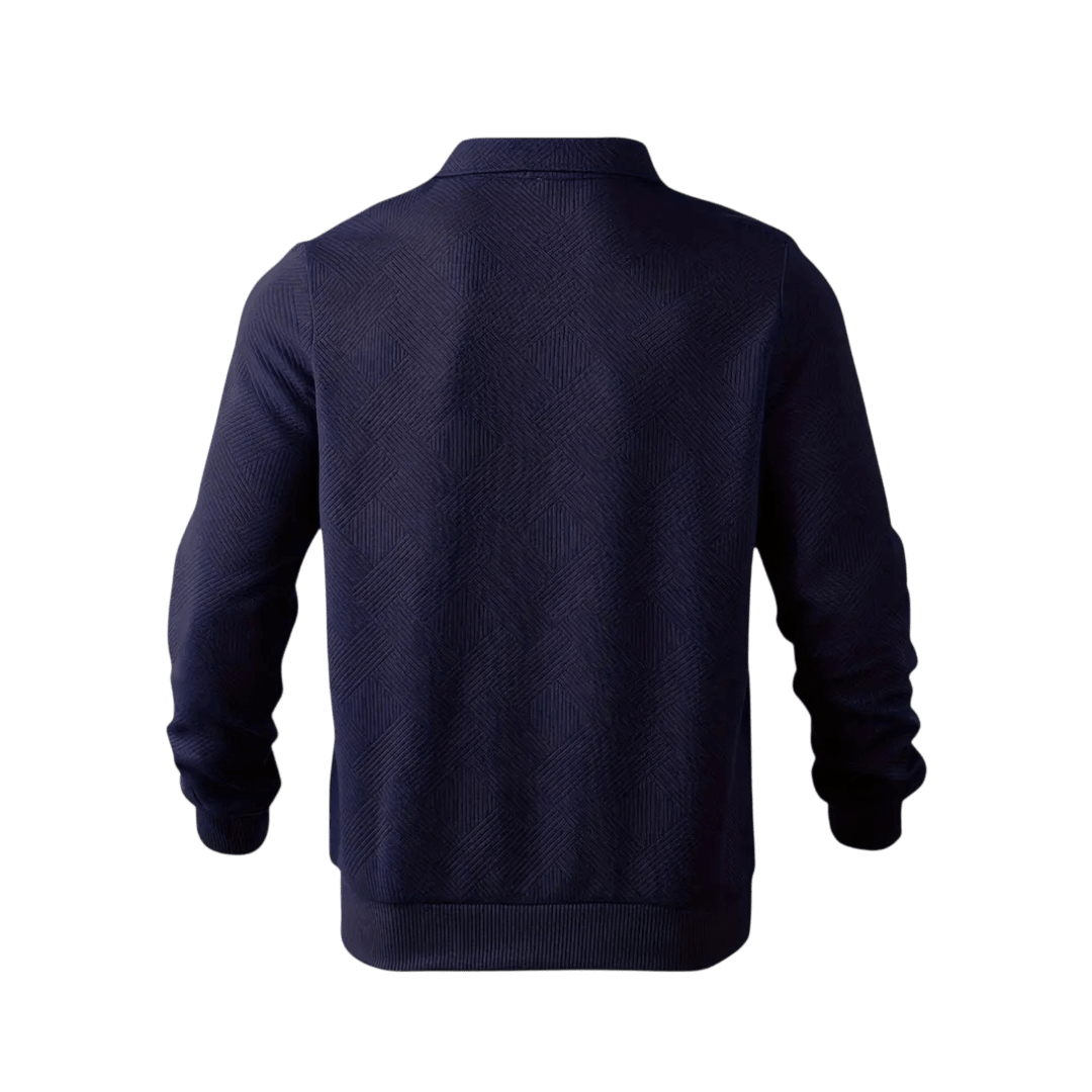 Sweter męski 1/4 zamek luźny krój długi rękaw dzianina - Arkadya Outlet - Men Sweater