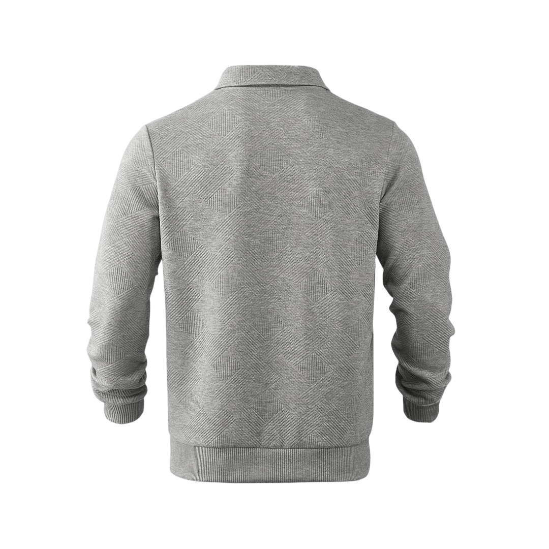 Sweter męski 1/4 zamek luźny krój długi rękaw dzianina - Arkadya Outlet - Men Sweater