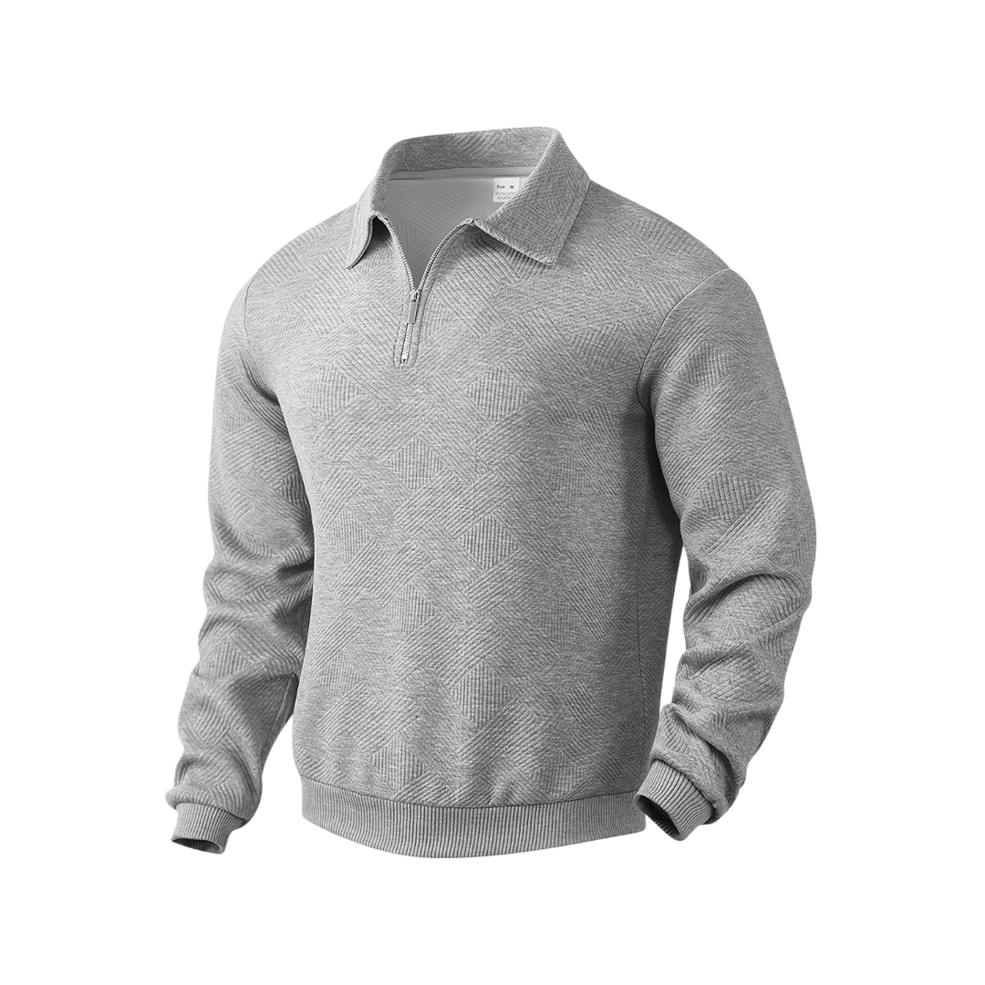 Sweter męski 1/4 zamek luźny krój długi rękaw dzianina - Arkadya Outlet - Men Sweater