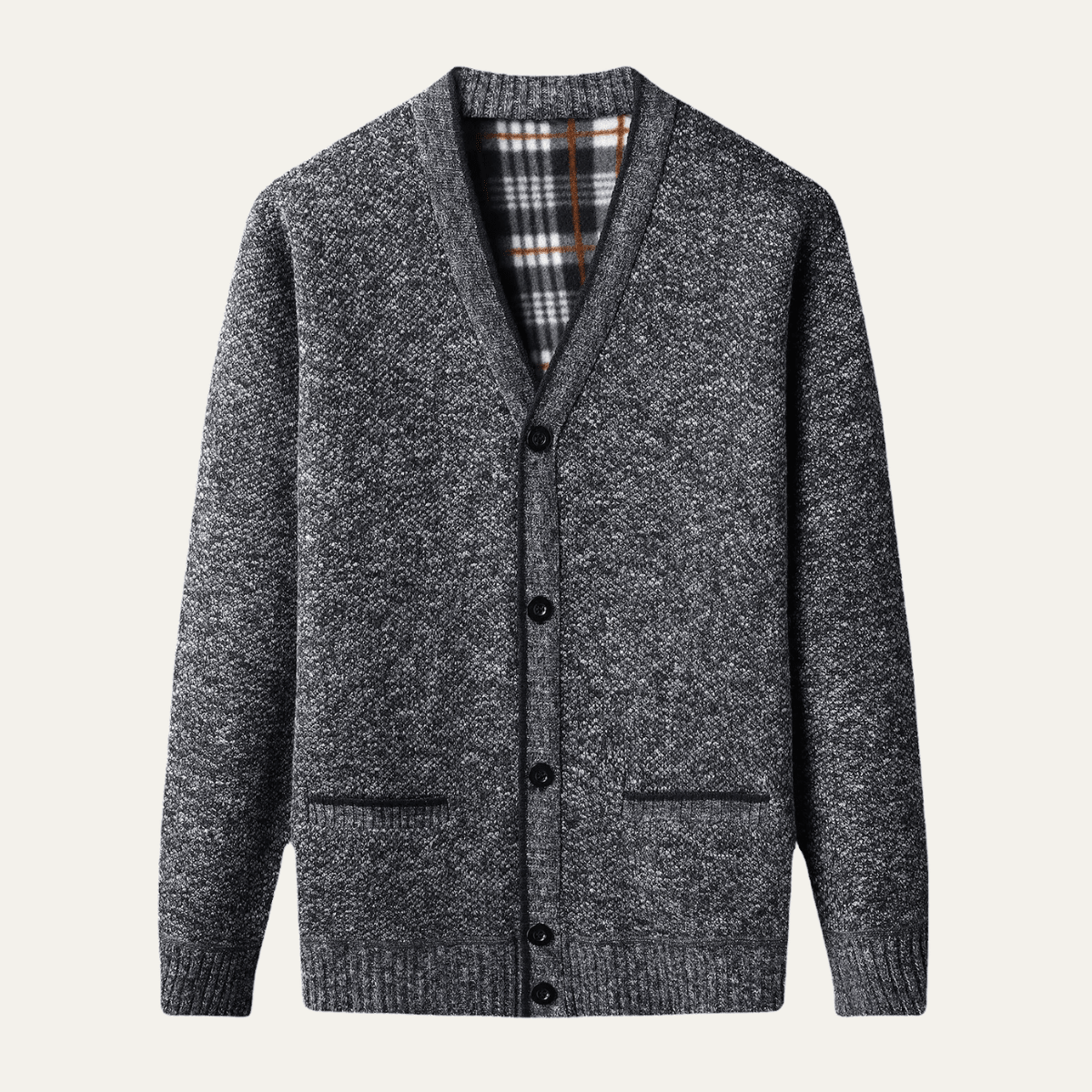 Sweter rozpinany męski z dekoltem V - Arkadya Outlet - Men Cardigan