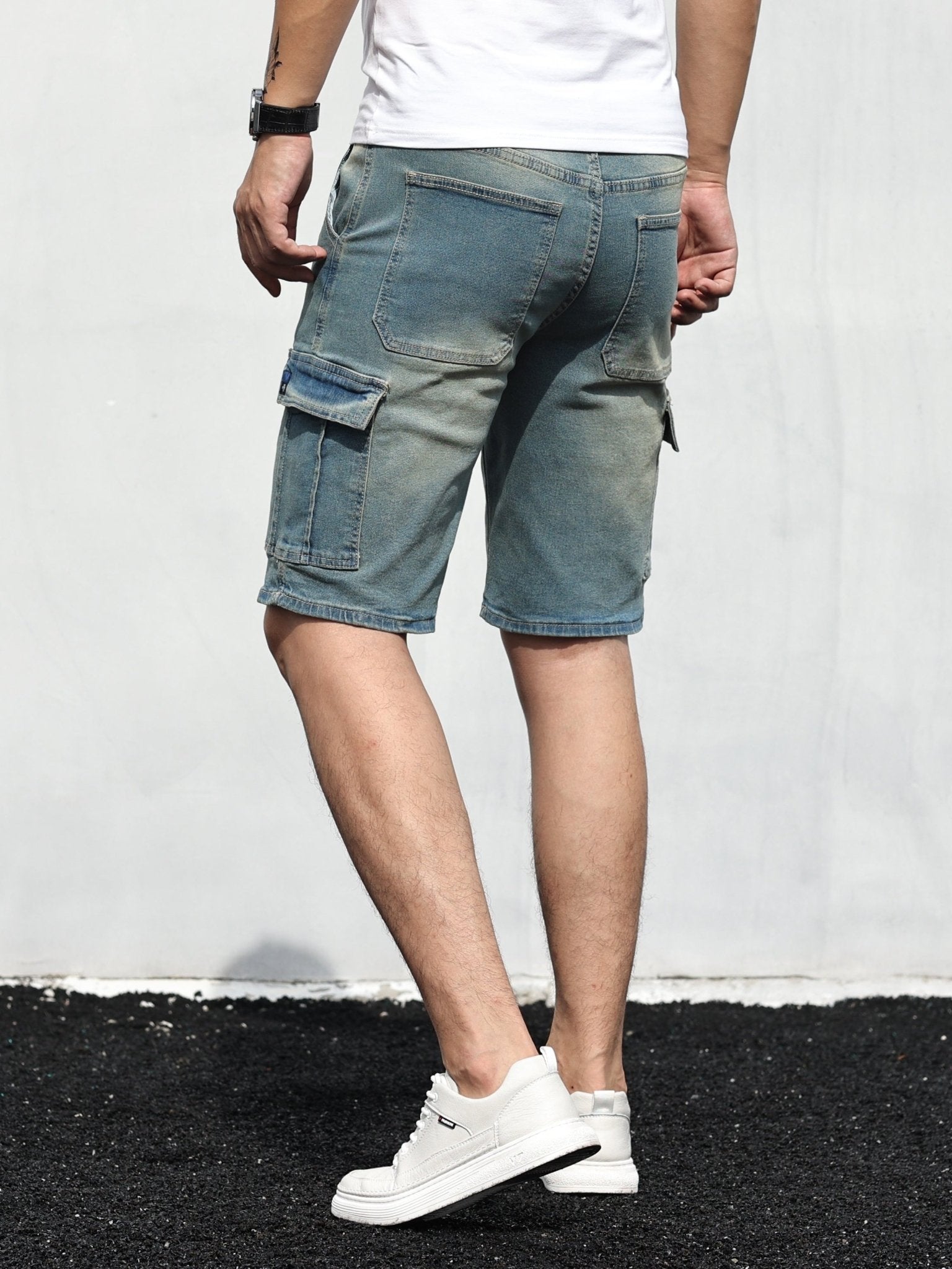 Szorty męskie cargo jeansowe luźne - Arkadya Outlet - Men Short