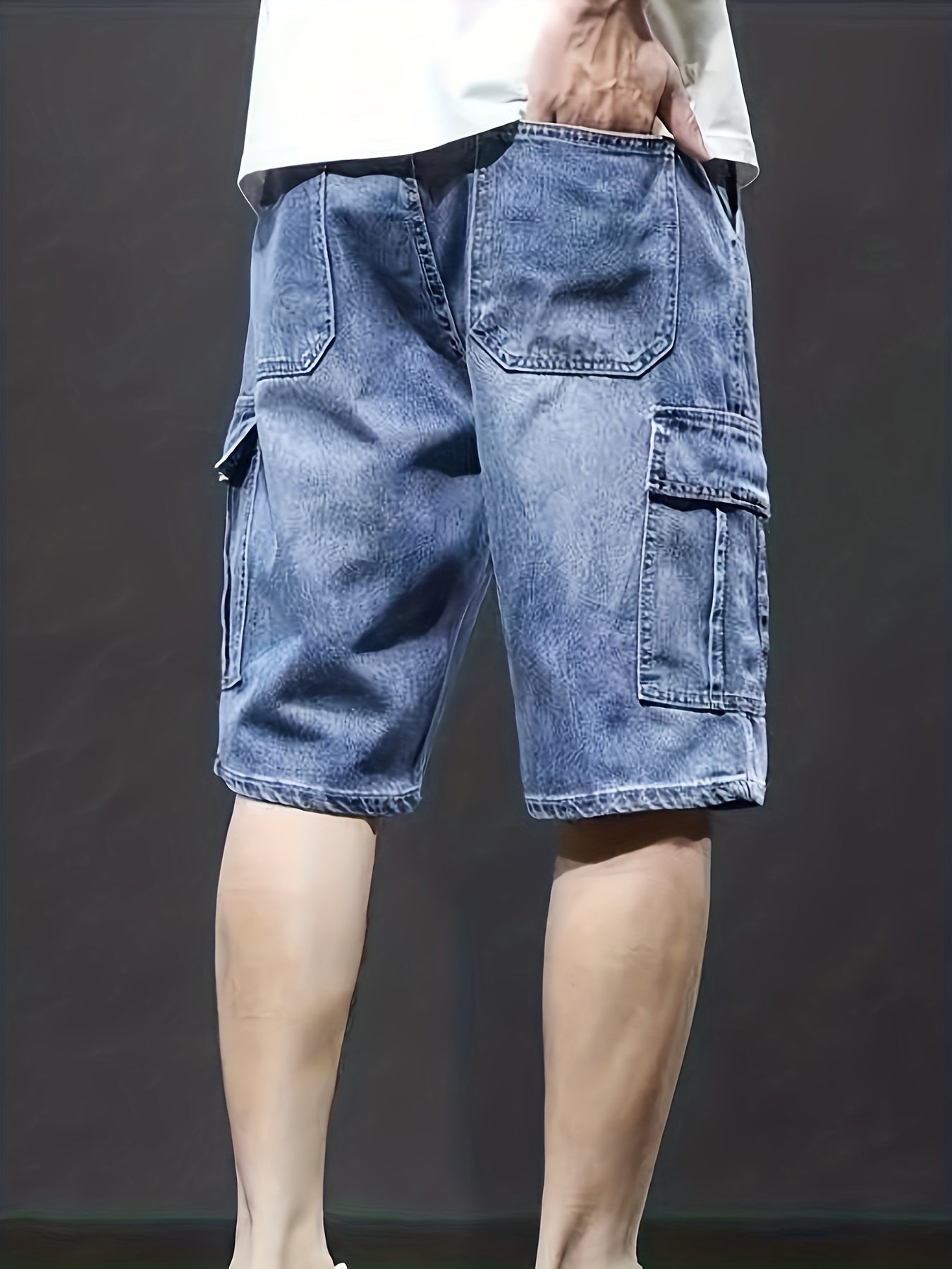 Szorty męskie cargo jeansowe luźne - Arkadya Outlet - Men Short