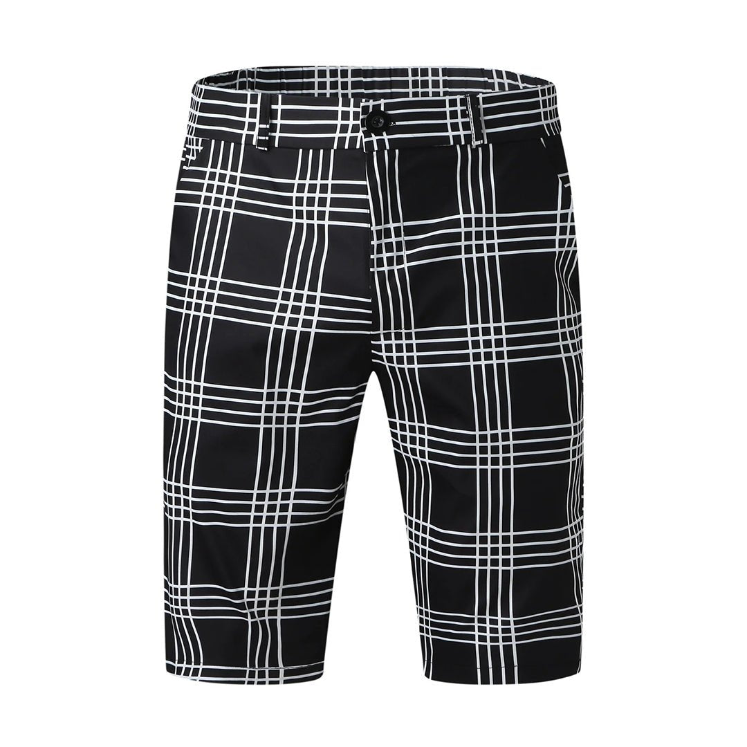 Szorty męskie w kratę dopasowane - Arkadya Outlet - Men Short