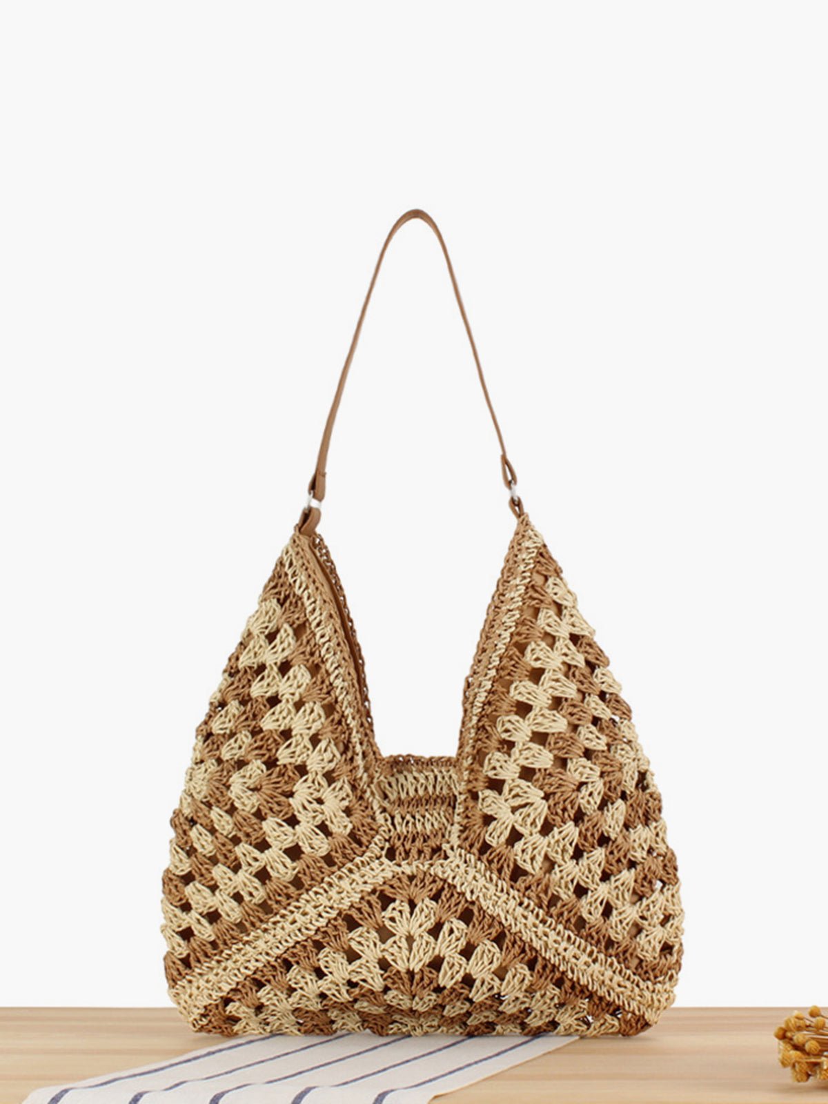 Torba na ramię damska szydełkowa – miękka forma - Arkadya Outlet - Women Bag