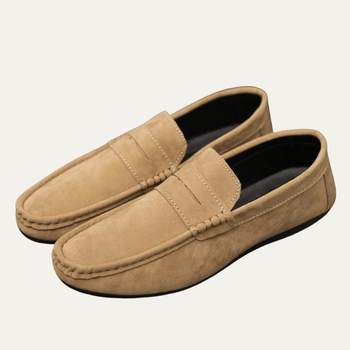Zamszowe mokasyny męskie wsuwane – przeszycie penny - Arkadya Outlet - Men Shoes