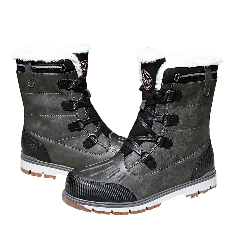 Buty Zimowe Męskie Antypoślizgowe Podeszwy Z Ociepleniem Sznurowane