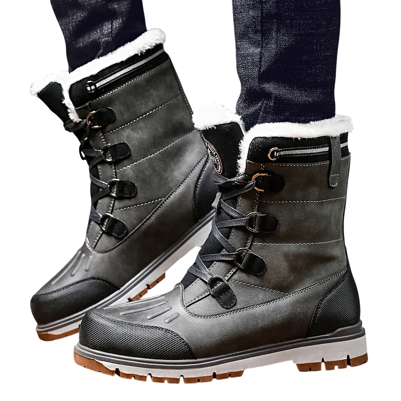 Buty Zimowe Męskie Antypoślizgowe Podeszwy Z Ociepleniem Sznurowane