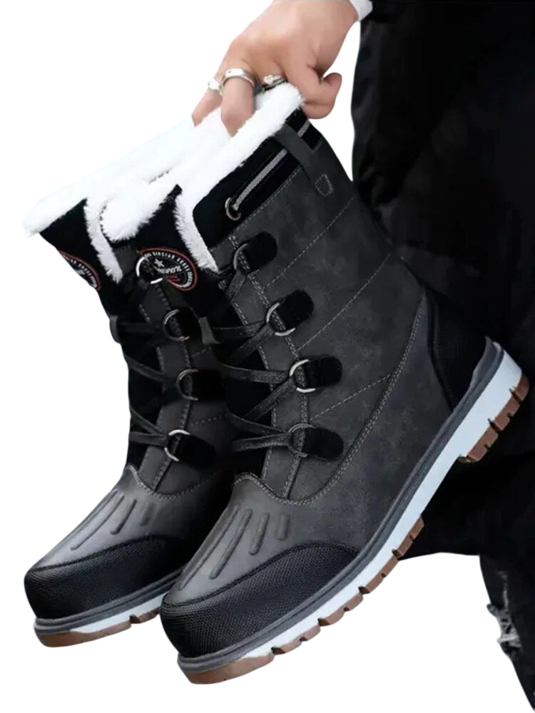 Buty Zimowe Męskie Antypoślizgowe Podeszwy Z Ociepleniem Sznurowane