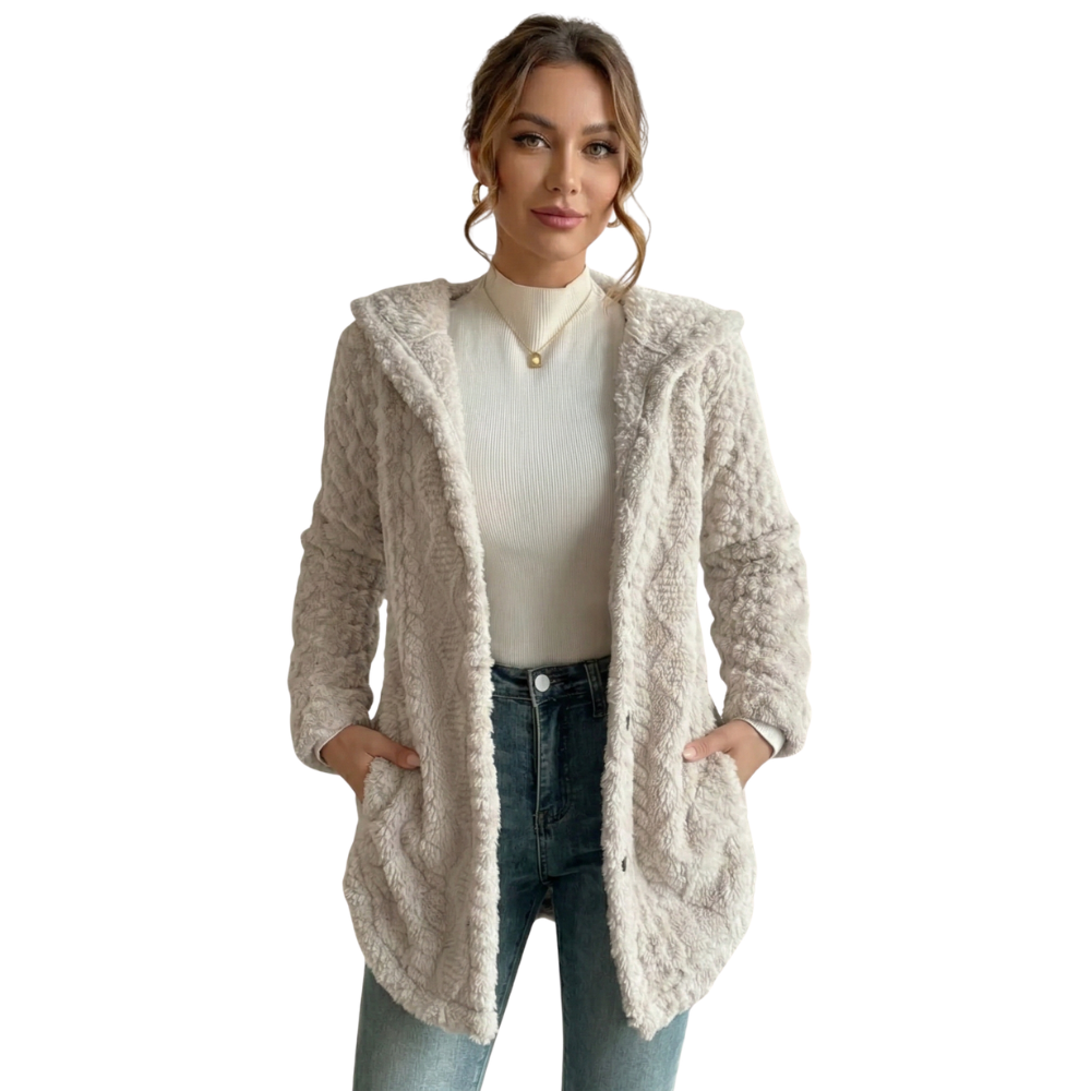 Płaszcz Damski Luźny Krój Warstwowy Fason Długi Z Kieszeniami