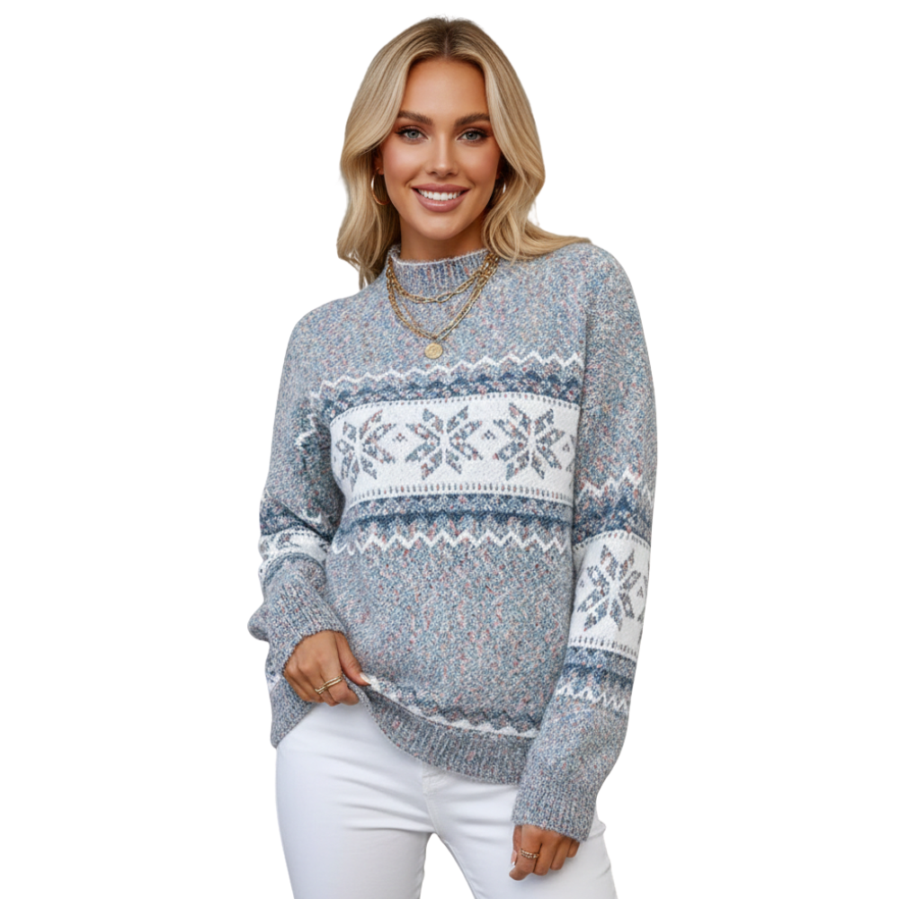 Sweter pulower damski luźny krój z długim rękawem