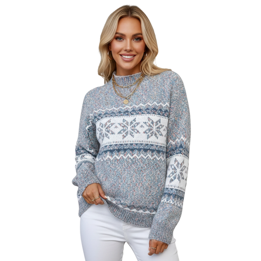 Sweter pulower damski luźny krój z długim rękawem