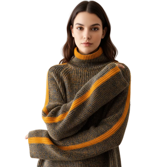 Sweter zimowy damski luźny krój całościowy