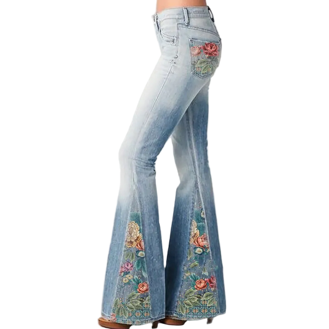 Dżinsy Damskie Rozszerzana Nogawka Fason Długi Klasyczny