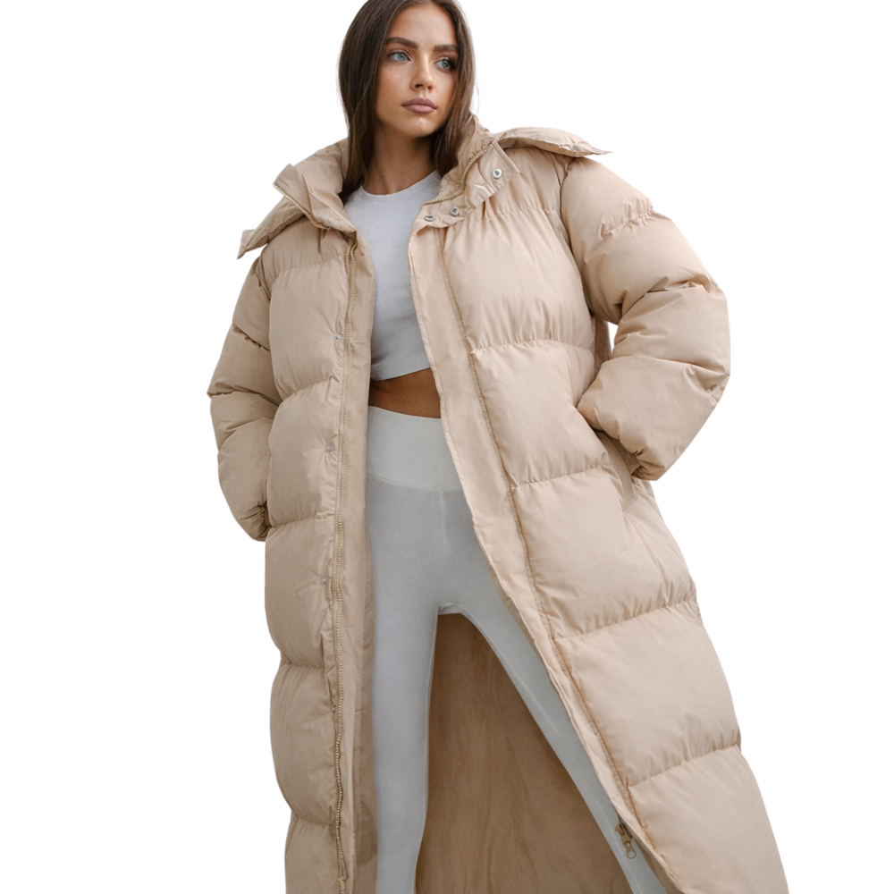 Kurtka damska długa sylwetka sięgająca poniżej bioder