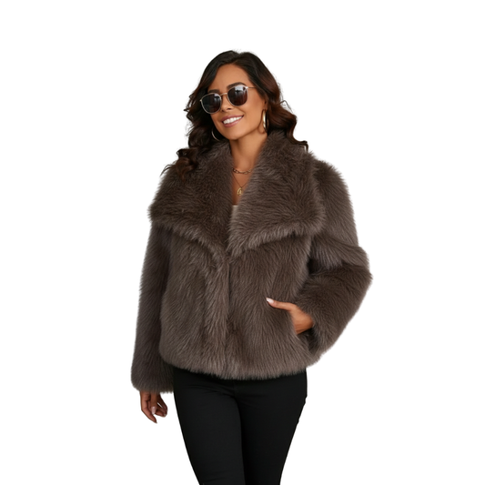Kurtka Damska Sztuczne Futro Zapięcie