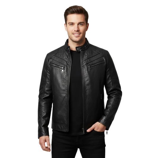 Kurtka motocyklowa męska dopasowany krój zamek kieszenie rękawy