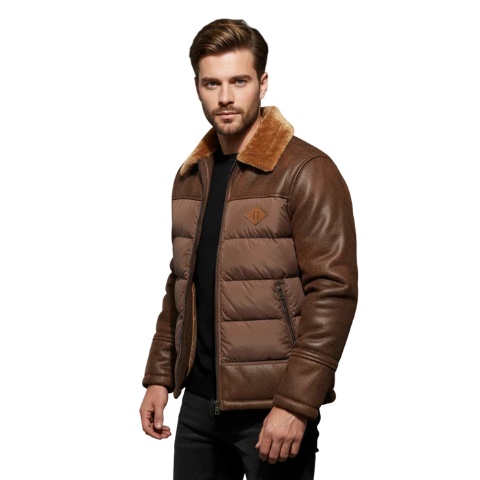 Kurtka męska softshell pikowana zimowa luźny krój podszewka