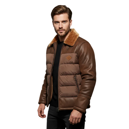 Kurtka męska softshell pikowana zimowa luźny krój podszewka