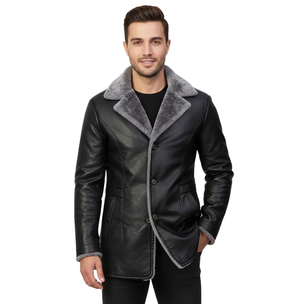 Płaszcz zimowy męski długa długość prosty krój z ociepleniem