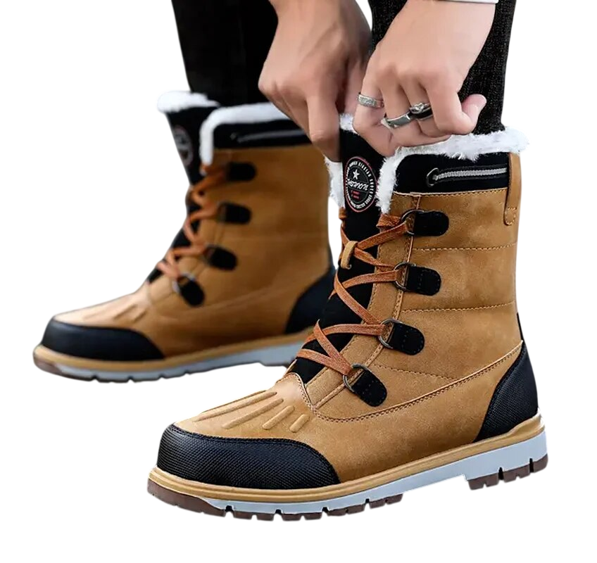 Buty Zimowe Męskie Antypoślizgowe Podeszwy Z Ociepleniem Sznurowane