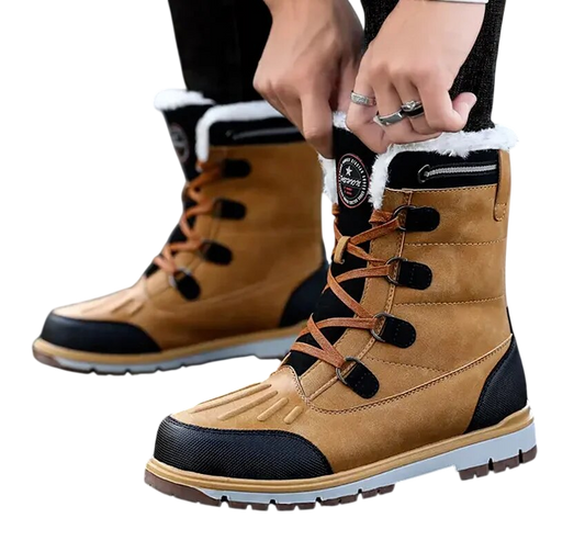 Buty Zimowe Męskie Antypoślizgowe Podeszwy Z Ociepleniem Sznurowane