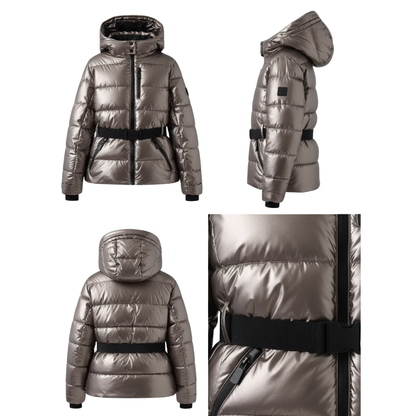 Kurtka narciarska damska pikowana z panelową konstrukcją