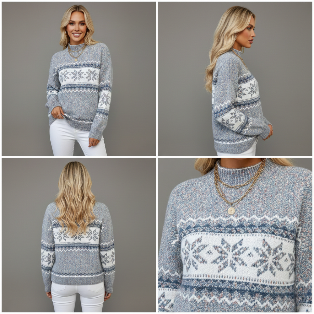 Sweter pulower damski luźny krój z długim rękawem