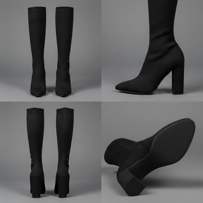 Botki damskie na obcasie z usztywnioną cholewką