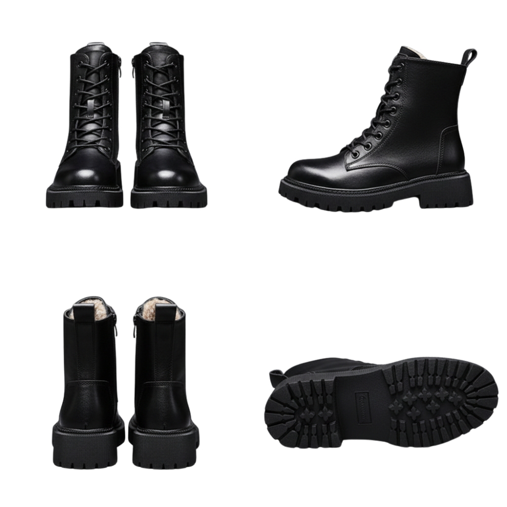 Buty zimowe damskie sznurowane z bocznym zamkiem